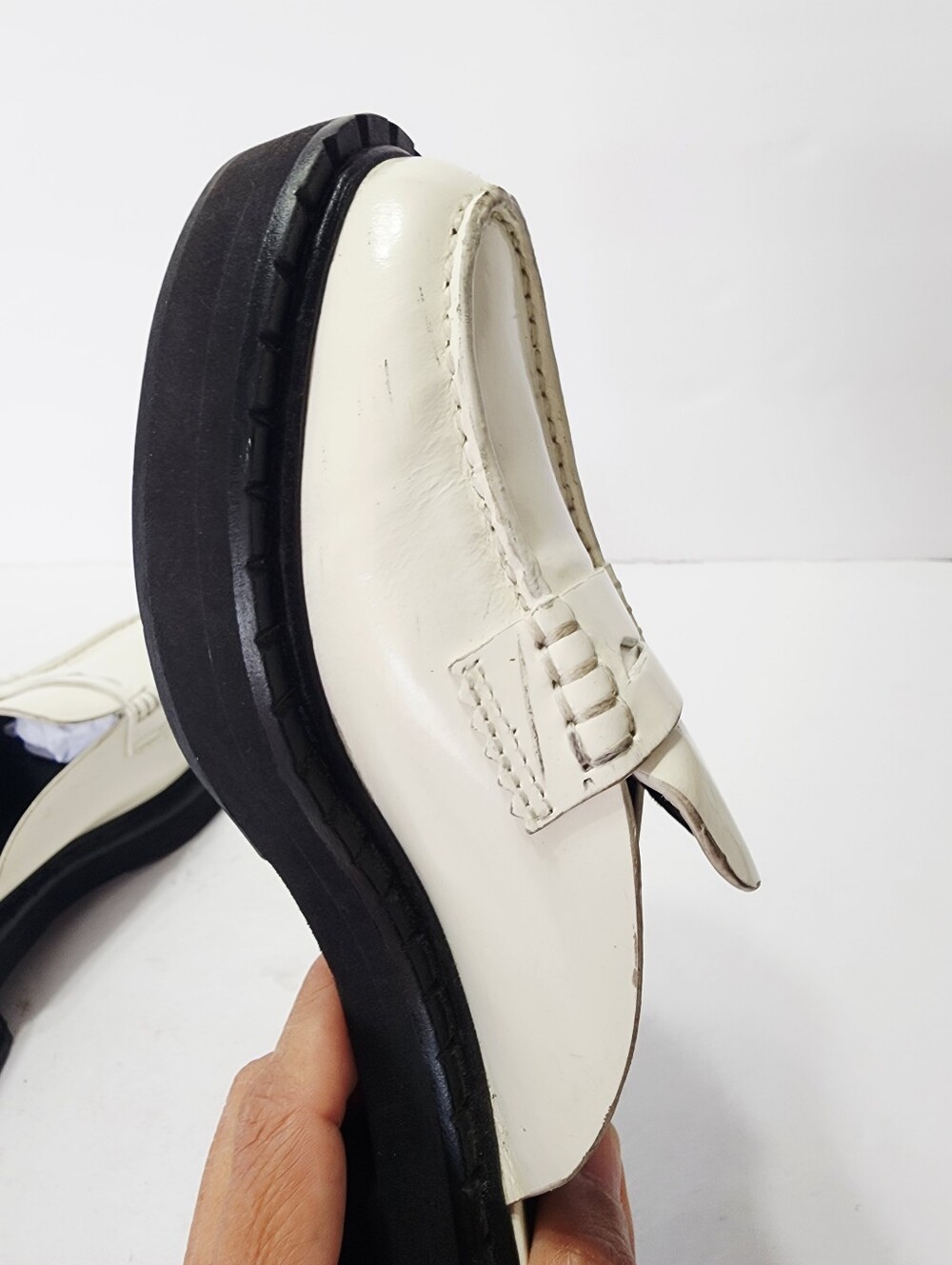Reformation Angie White Penny Loafers with Black Sole Size 5.5 - Picture 10 of 11